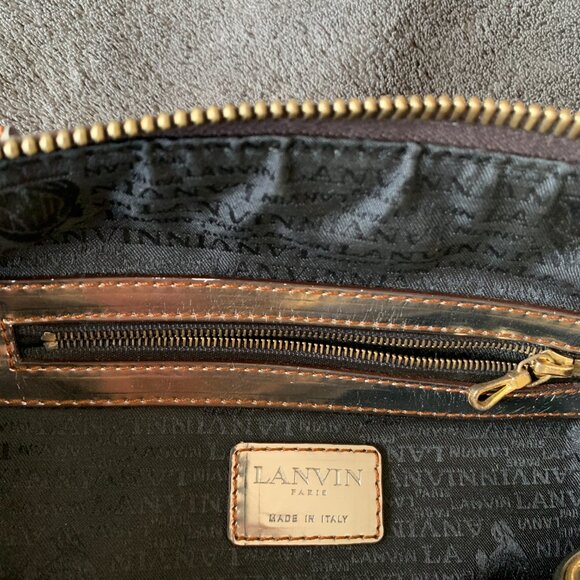 Lanvin Purse Large Tote Shoulder Bag Gold Silver Leather Lambskin Luxury Vintage - Picture 17 of 17